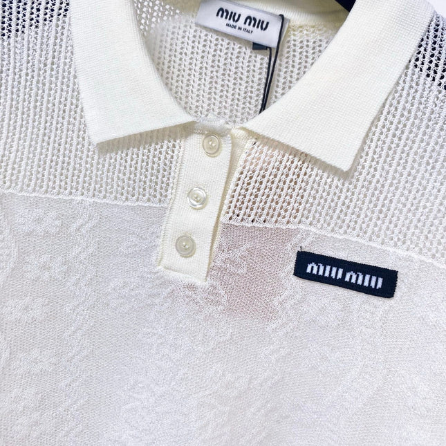MIUMIU 26S KNIT SHORT SLEEVE POLO SHIRT 1219