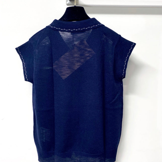 MIUMIU 26S SLEEVELESS KNIT POLO TOP 1168