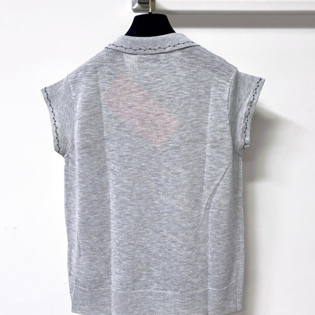 MIUMIU 26S SLEEVELESS KNIT POLO TOP 1167