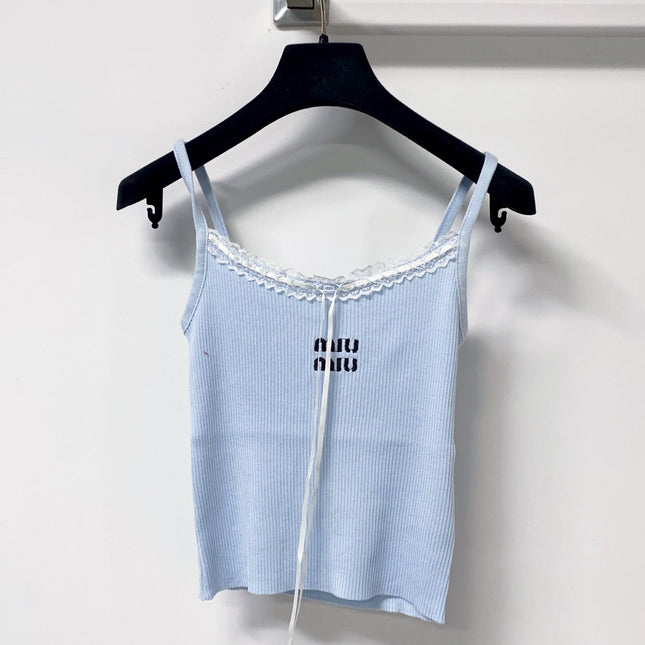 MIUMIU 26S CAMI TOP & OPEN KNIT CROPPED CARDIGAN SET 1173