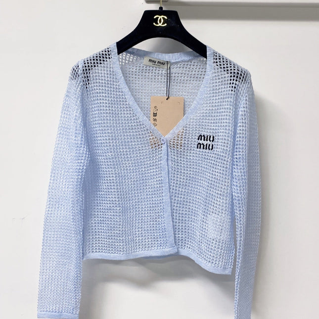 MIUMIU 26S CAMI TOP & OPEN KNIT CROPPED CARDIGAN SET 1173