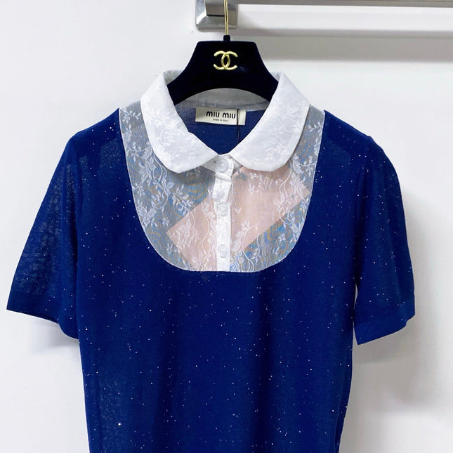 MIUMIU 26S RUFFLED COLLAR POLO SHIRT 1154