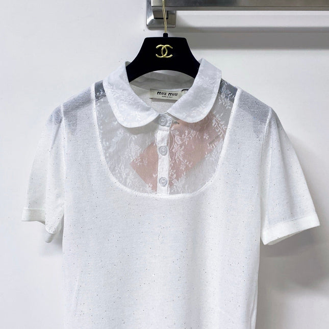 MIUMIU 26S RUFFLED COLLAR POLO SHIRT 1153