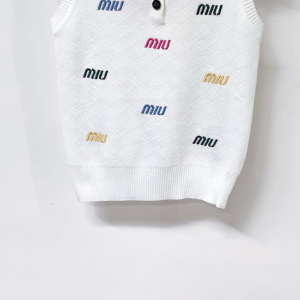 MIUMIU 26S SLEEVELESS KNIT POLO TOP 1236