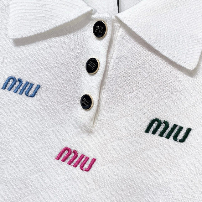 MIUMIU 26S SLEEVELESS KNIT POLO TOP 1236