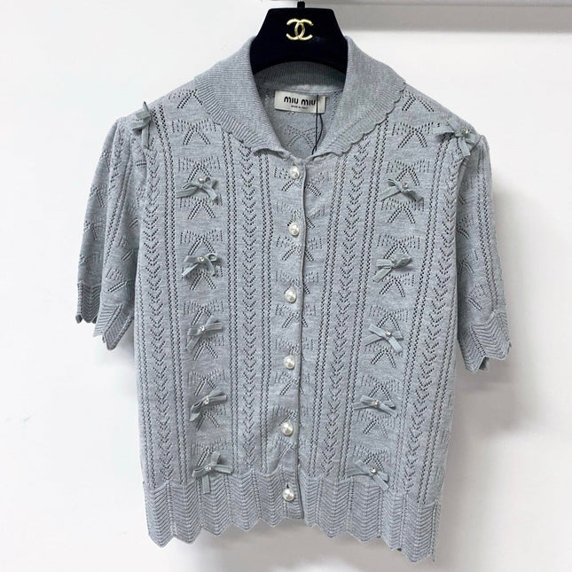 MIUMIU 26S KNIT CARDIGAN TOP 1250