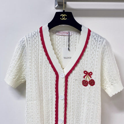 VALENTINO 26S SHORT-SLEEVE KNIT CARDIGAN 470
