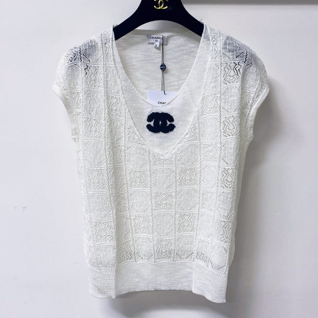 CHANEL 26S KNIT V-NECK TOP STYLE 1271