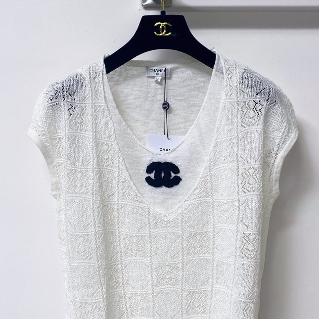 CHANEL 26S KNIT V-NECK TOP STYLE 1271