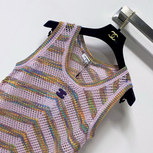 CHANEL 26S OPEN KNIT STRIPED TOP STYLE 1241
