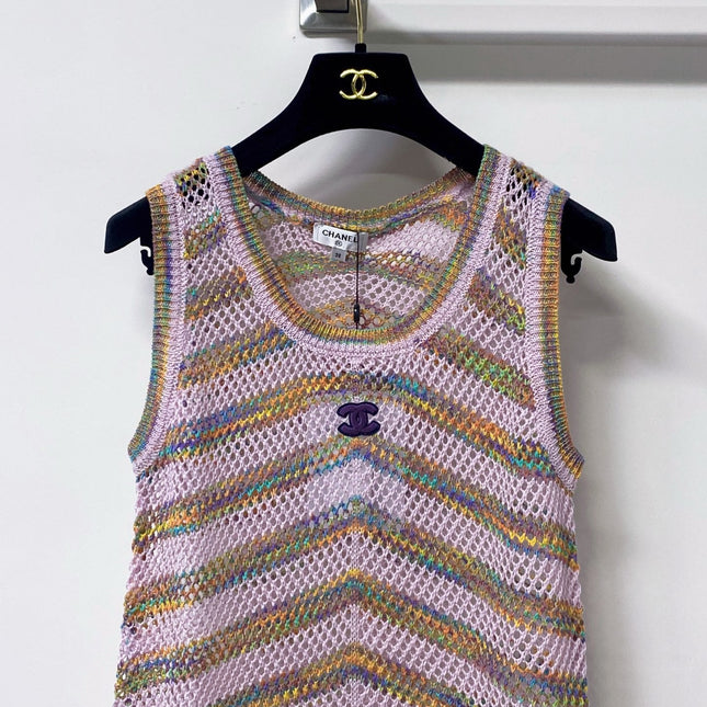 CHANEL 26S OPEN KNIT STRIPED TOP STYLE 1241