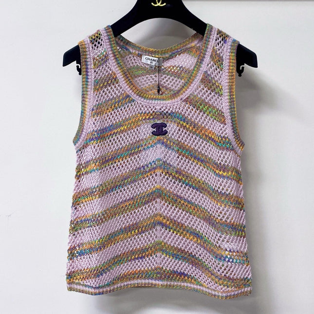 CHANEL 26S OPEN KNIT STRIPED TOP STYLE 1241