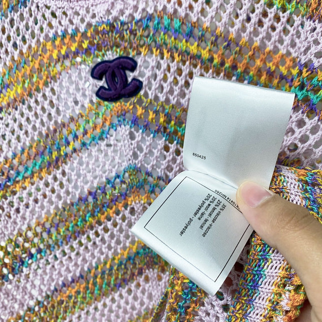 CHANEL 26S OPEN KNIT STRIPED TOP STYLE 1241