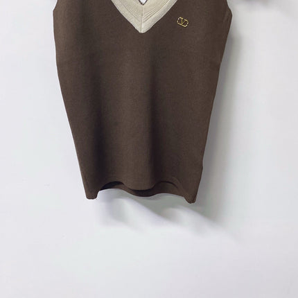 VALENTINO 26S V-NECK SLEEVELESS KNIT TOP 448