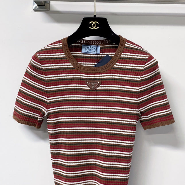 PRADA 26S SHORT-SLEEVE KNIT SWEATER STYLE 955