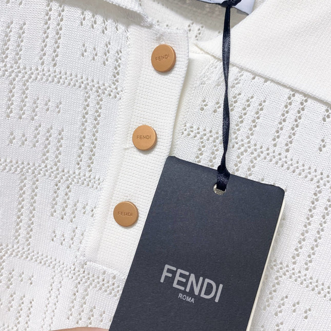 FENDI 26S SHORT-SLEEVE KNIT POLO TOP 290