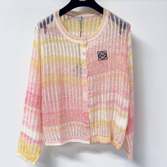 LOEWE 26S PASTEL OPEN-KNIT CARDIGAN 569