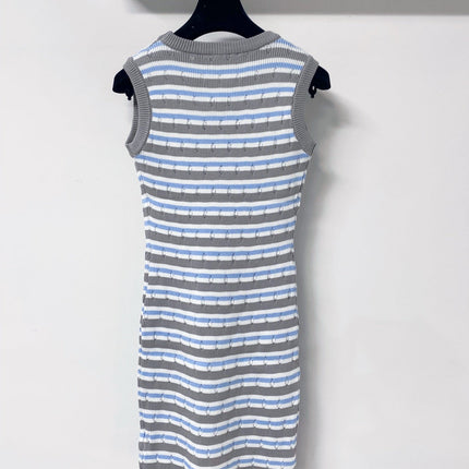 PRADA 26S SLEEVELESS STRIPED KNIT DRESS 1188