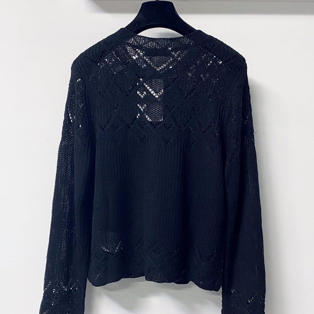 VALENTINO 26S OPENWORK KNIT BUTTON CARDIGAN 383