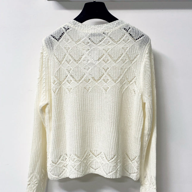 VALENTINO 26S OPENWORK KNIT BUTTON CARDIGAN 382
