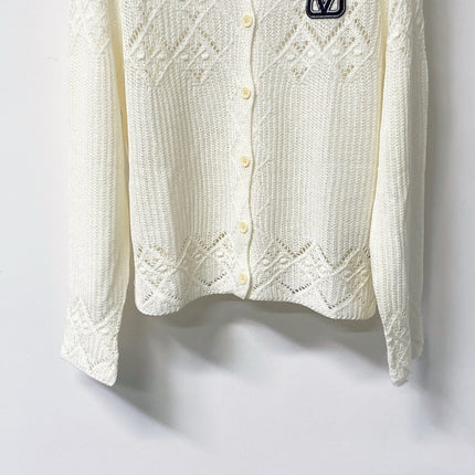 VALENTINO 26S OPENWORK KNIT BUTTON CARDIGAN 382