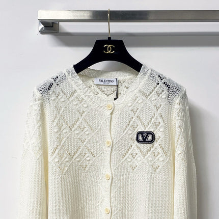 VALENTINO 26S OPENWORK KNIT BUTTON CARDIGAN 382