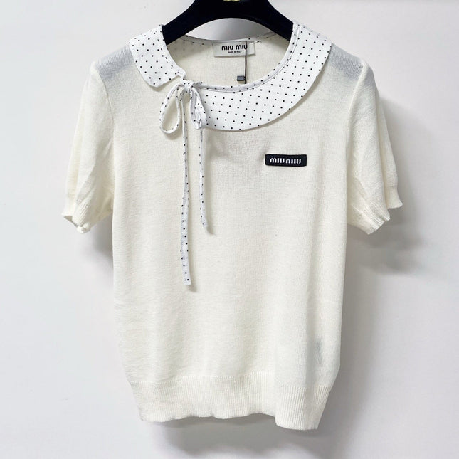 MIUMIU 26S SHORT-SLEEVE KNIT TOP 1454