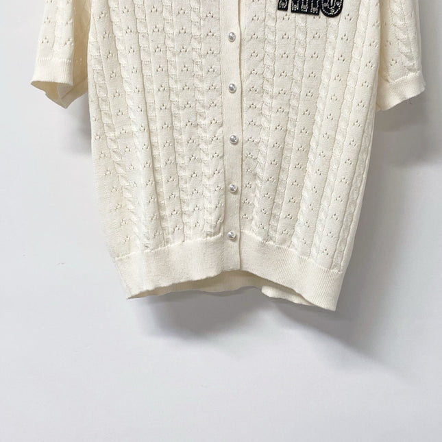 MIUMIU 26S SHORT-SLEEVE KNIT CARDIGAN 1455