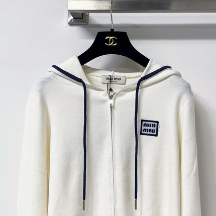 MIUMIU 26S ZIP-UP HOODED KNIT CARDIGAN 1462
