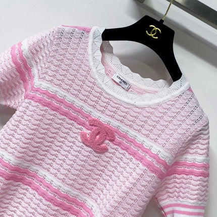 CHANEL 26S SHORT SLEEVE KNIT SWEATER 1648