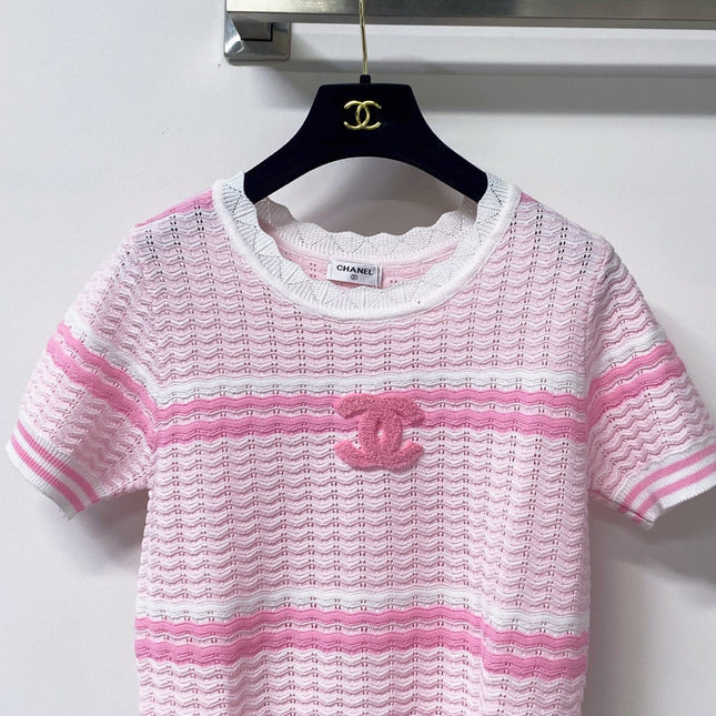 CHANEL 26S SHORT SLEEVE KNIT SWEATER 1648