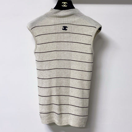 CHANEL 26S NECK SLEEVELESS KNIT TOP 1635