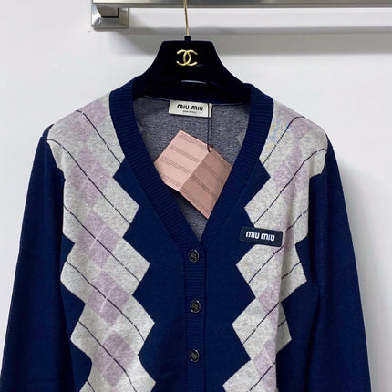 MIUMIU 26S V-NECK KNIT CARDIGAN 1348