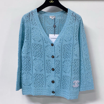 CHANEL 26S LACE KNIT V-NECK CARDIGAN 1523