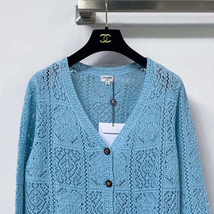 CHANEL 26S LACE KNIT V-NECK CARDIGAN 1523