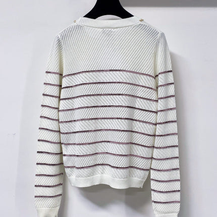 CHANEL 26S STRIPED CREWNECK KNIT SWEATER 1517