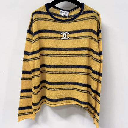CHANEL 26S STRIPED CREWNECK KNIT SWEATER 1516