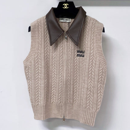 MIUMIU 26S KNIT ZIP-UP SWEATER VEST 1350