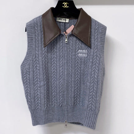 MIUMIU 26S KNIT ZIP-UP SWEATER VEST 1349