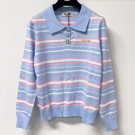 MIUMIU 26S LONG-SLEEVE KNIT POLO 1285