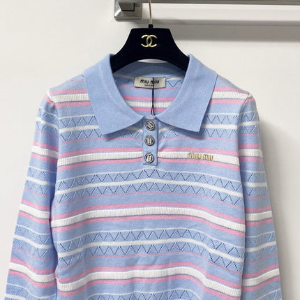 MIUMIU 26S LONG-SLEEVE KNIT POLO 1285