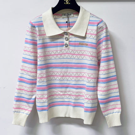 MIUMIU 26S LONG-SLEEVE KNIT POLO 1284