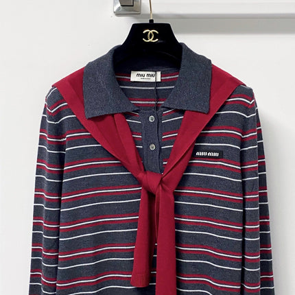 MIUMIU 26S LONG-SLEEVE KNIT POLO SWEATER 1267