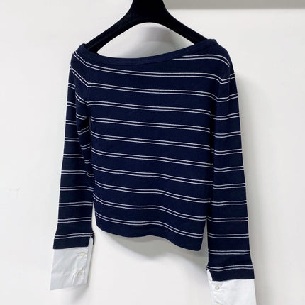 MIUMIU 26S STRIPED BOAT-NECK KNIT TOP 1259