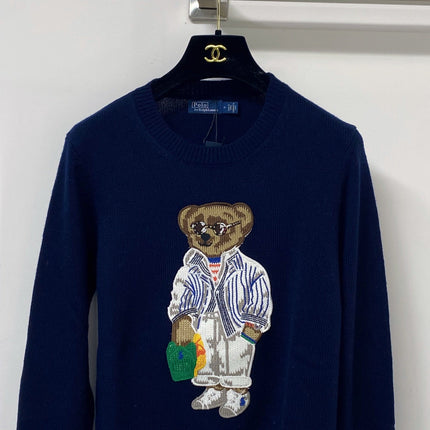RALPH LAUREN 26S BEAR-MOTIF CREW-NECK SWEATER 693