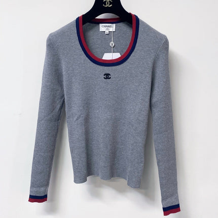 CHANEL 26S TRIM RIBBED KNIT TOP 1666