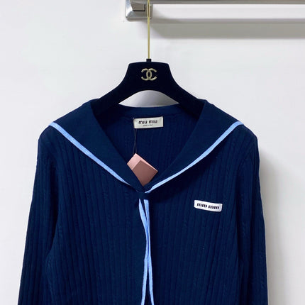 MIUMIU 26S SAILOR COLLAR KNIT CARDIGAN 1488