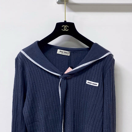 MIUMIU 26S SAILOR COLLAR KNIT CARDIGAN 1487