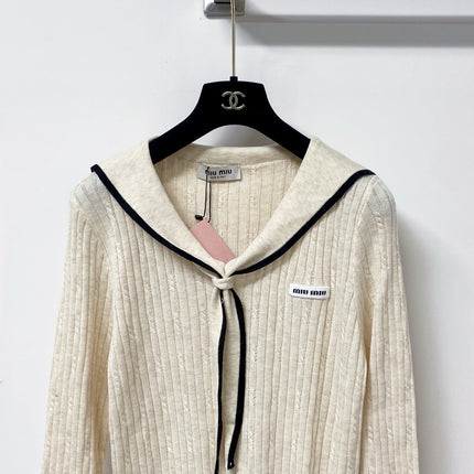 MIUMIU 26S SAILOR COLLAR KNIT CARDIGAN 1486