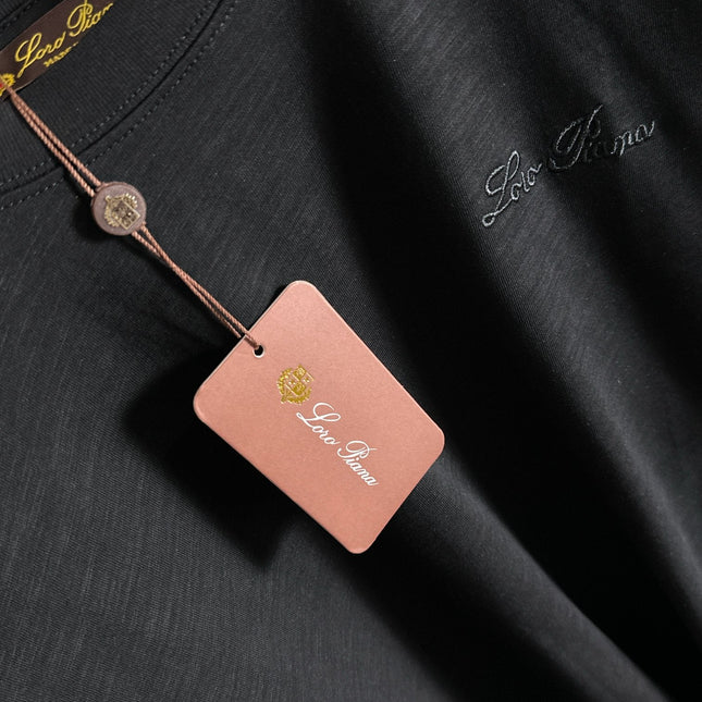 LORO PIANA CREWNECK T-SHIRT IN BLACK COTTON